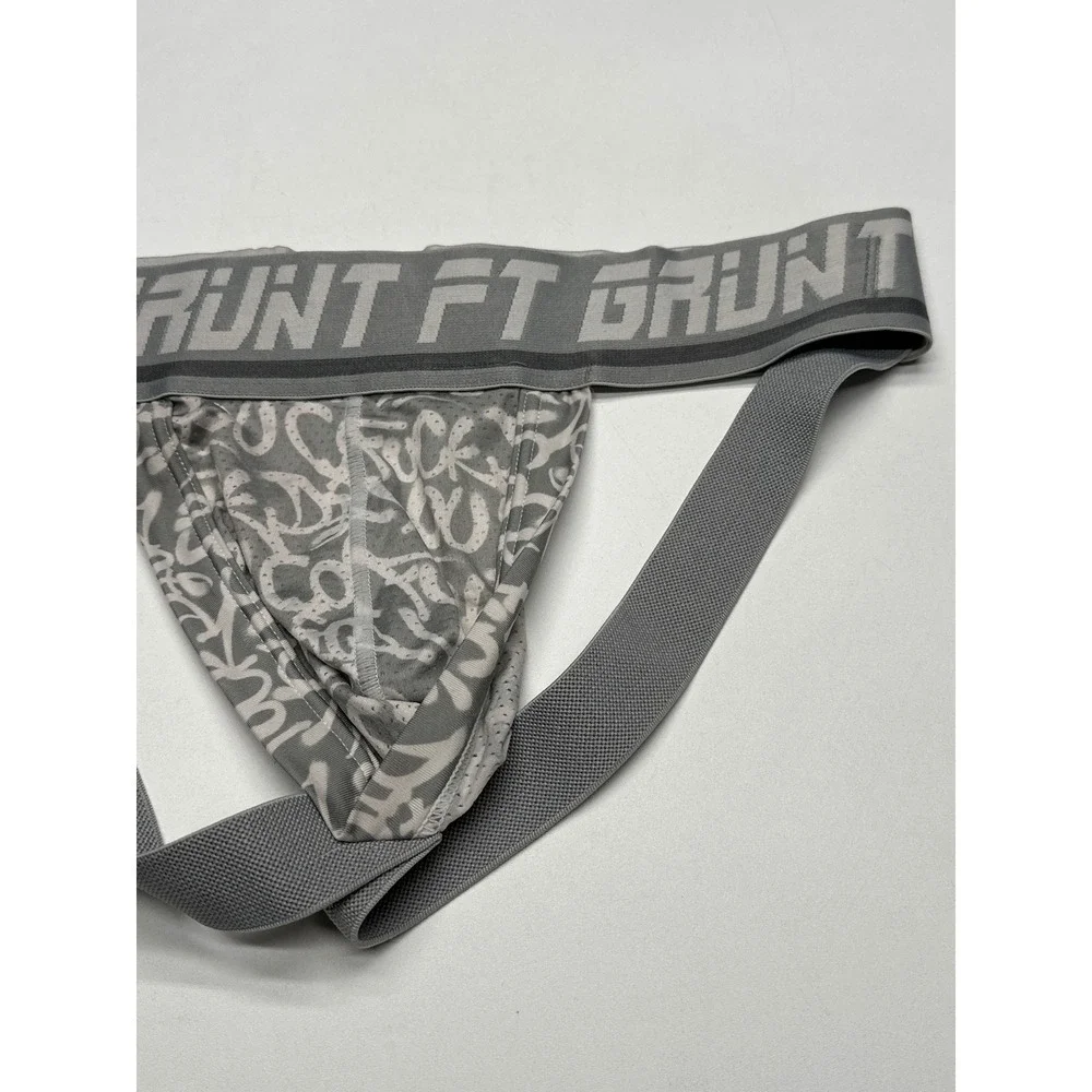 FT Grunt Men's Gray Jockstrap Underwear Graffiti Design‎ Boxer Briefs